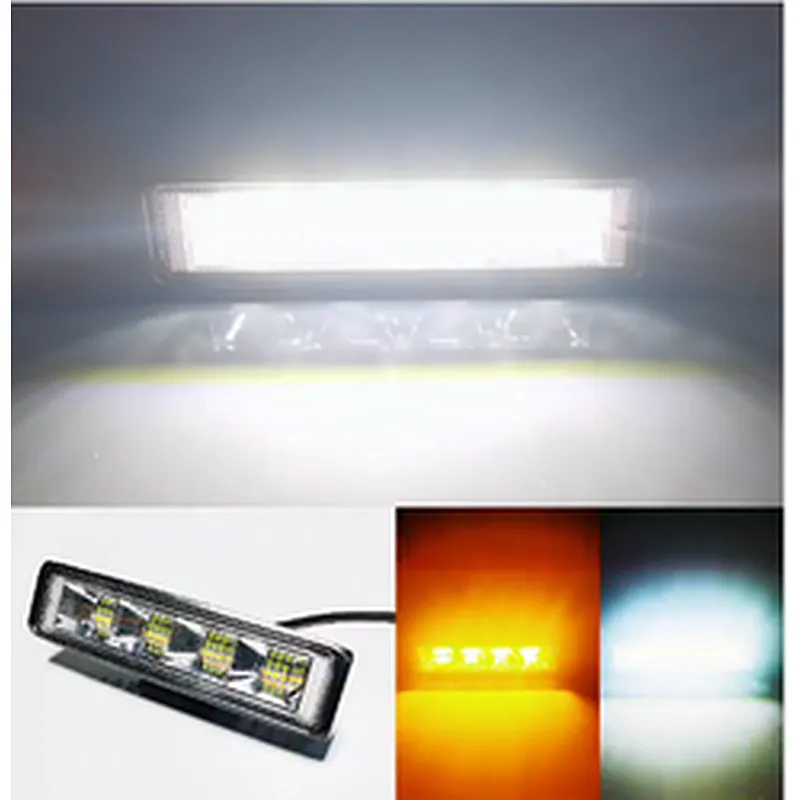 72w Work Light White And Amber Strobe Light Bar For Car 4x4 Off Road Tractor Trailer Suv Spot Combo Lamp Led Headlights