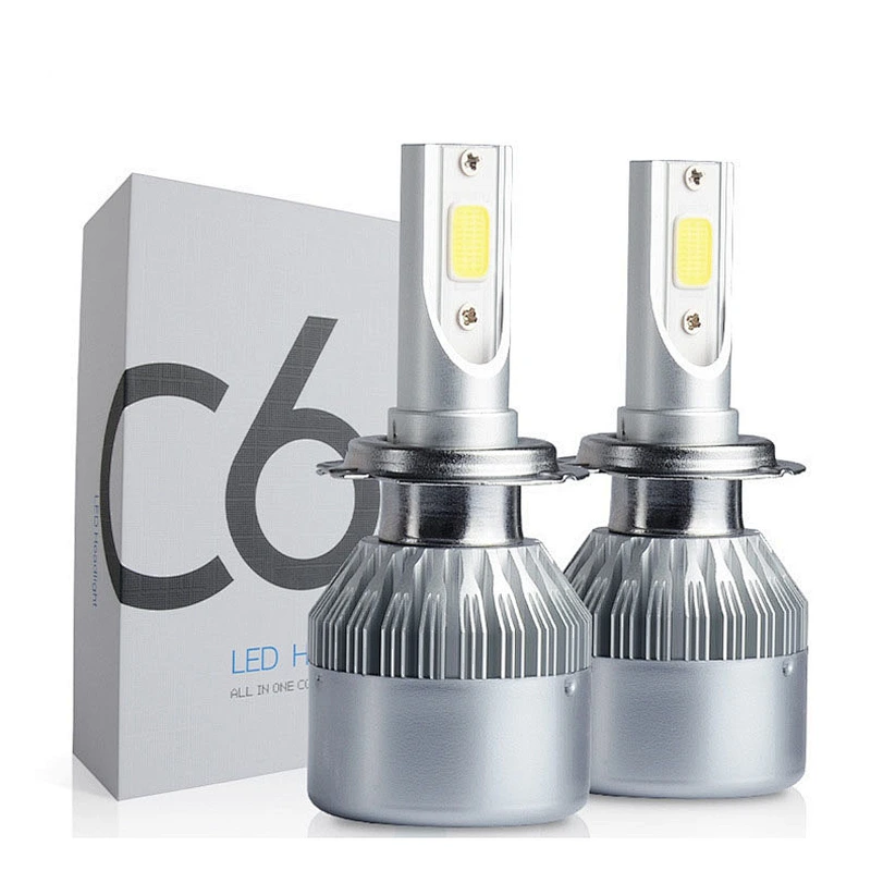 Pair Hot selling COB chip C6 H4 H7 H11 bombilla led vehiculo auto led headlight light bulbs for vehicle 36W 72W