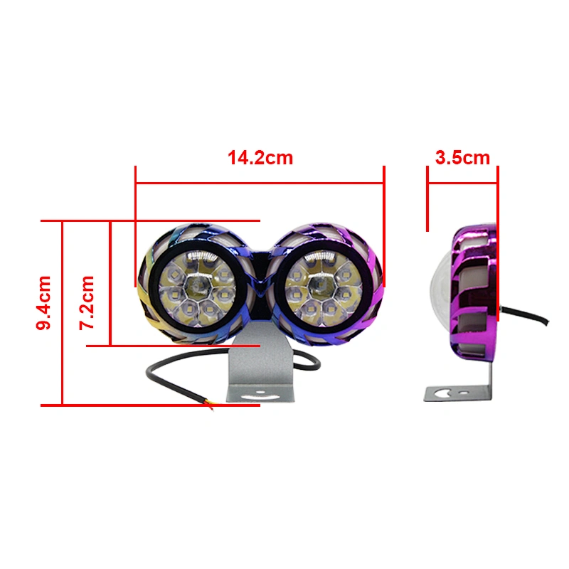 Hot Sale Electric Tricycle Spare Parts External Double 9 Led Light Good Motorcycle Headlight