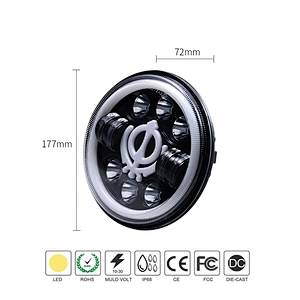 7 inch Round LED Headlamp, Daytime Running Light DRL High Low Beam for Jeep Wrangler led headlight