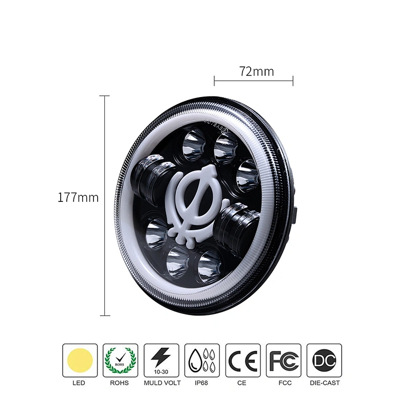 7 inch Round LED Headlamp, Daytime Running Light DRL High Low Beam for Jeep Wrangler led headlight
