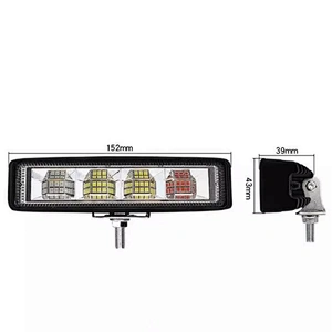 72w Work Light Red And Blue Strobe Light Bar For Car 4x4 Off Road Tractor Trailer Suv Spot Combo Lamp Led Headlights