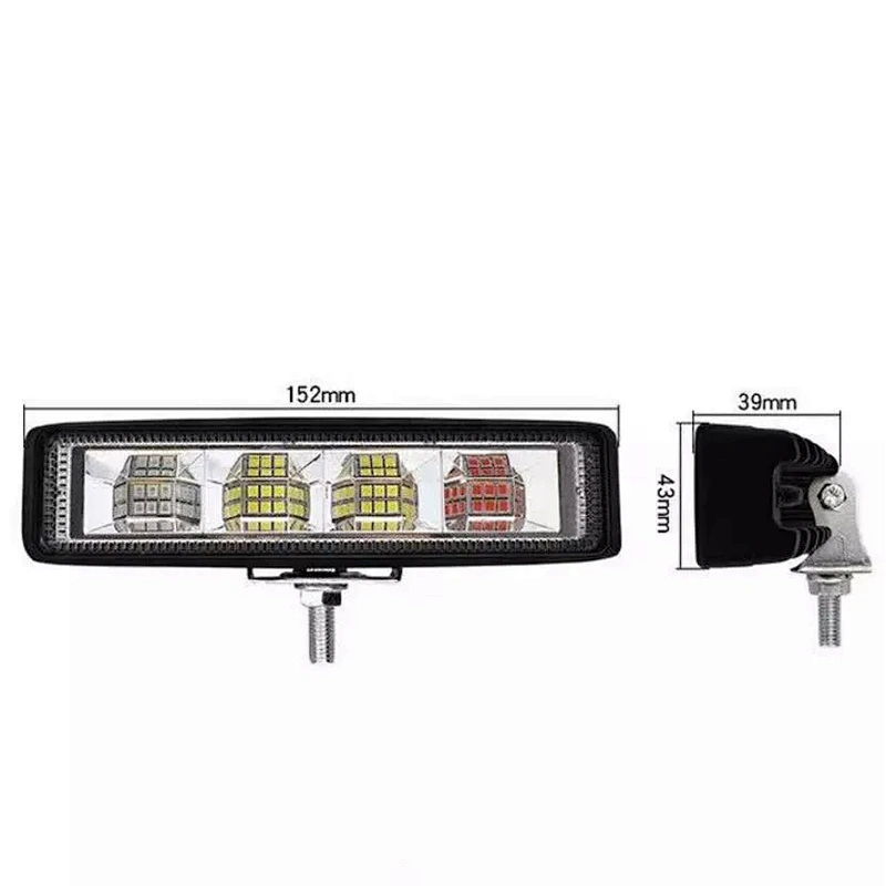 72w Work Light Red And Blue Strobe Light Bar For Car 4x4 Off Road Tractor Trailer Suv Spot Combo Lamp Led Headlights