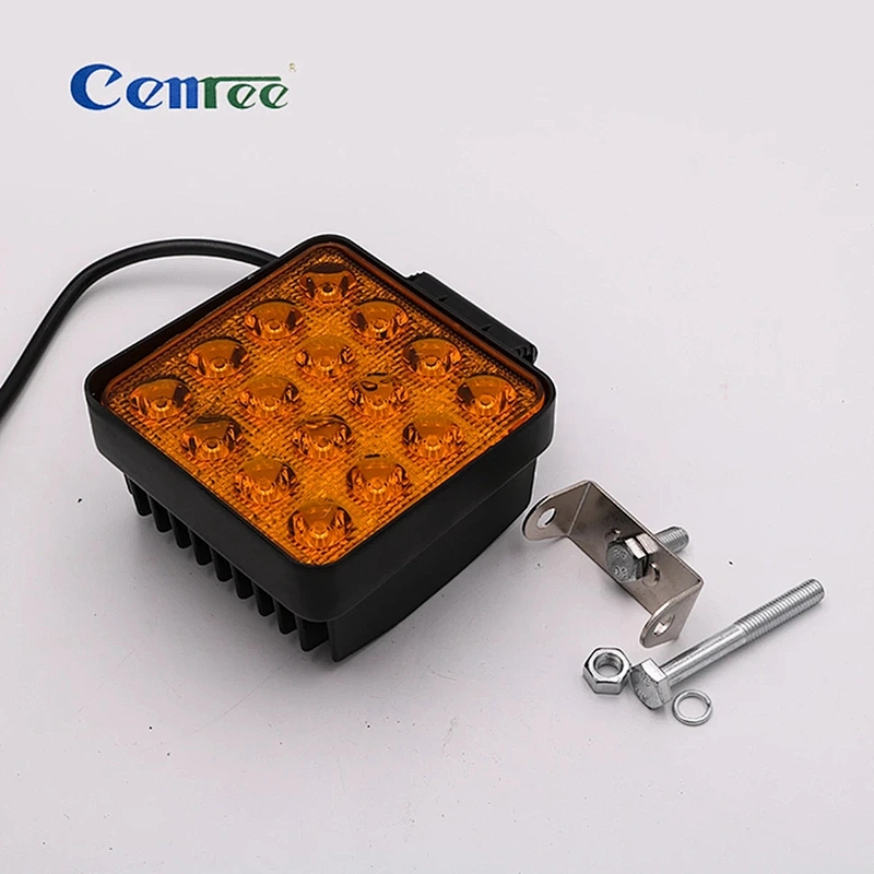 48W 9-30V Square Led Driving Light IP67 2880LM Yellow Light Work Light Bar for Tractor Boat Off Road 4WD 4x4 Truck