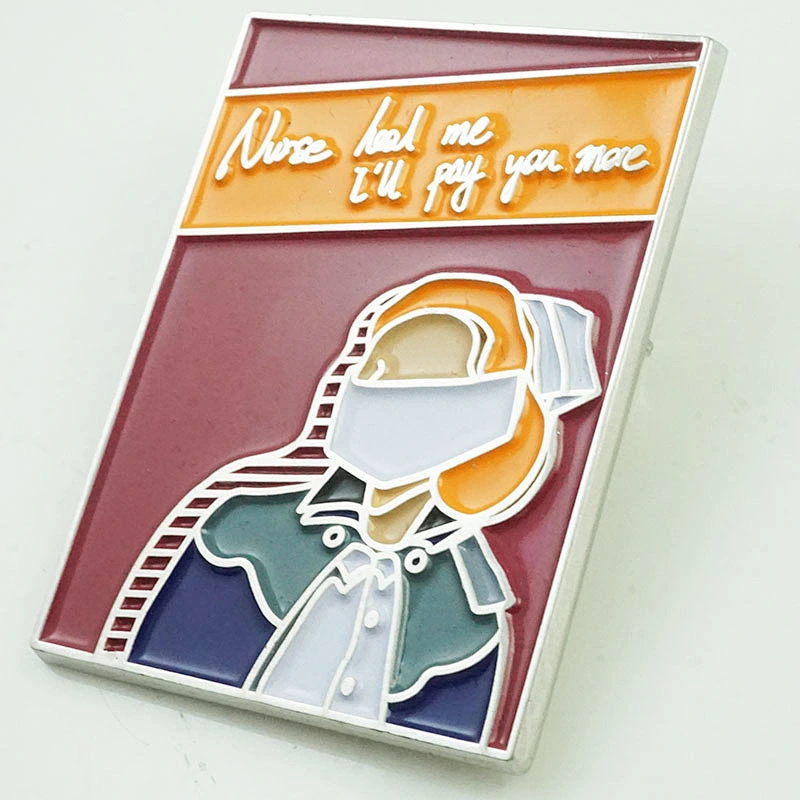 Square shape coloring pin badge