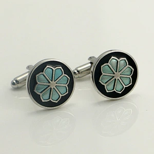 flower round shape cufflink