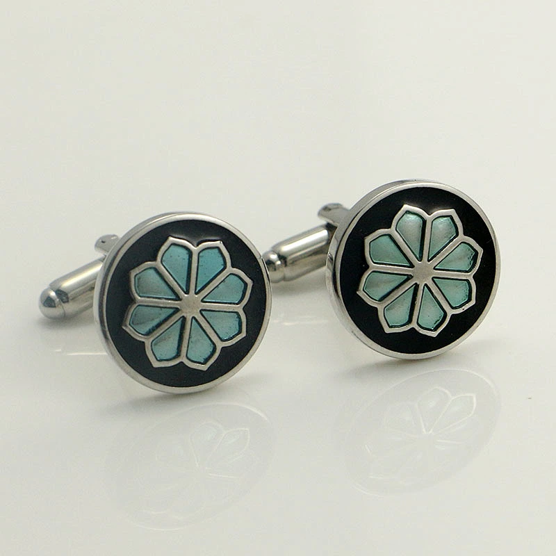 flower round shape cufflink