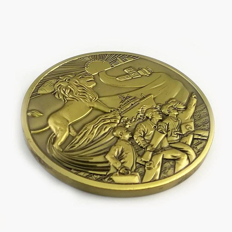 lion design cheap custom metal coin