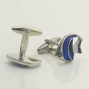 Blue fish cufflink for man