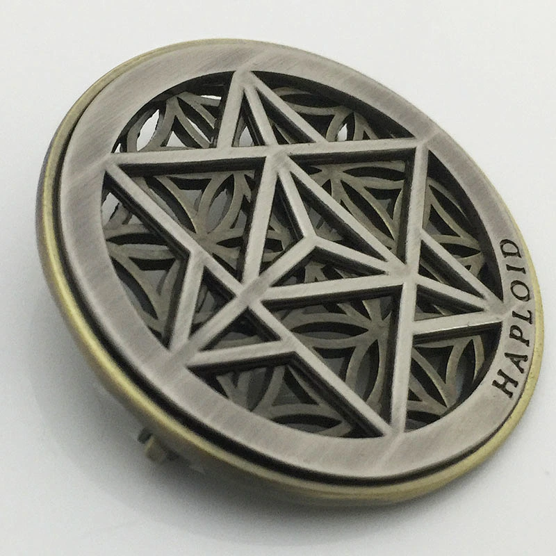 Antique hollow out pin badge