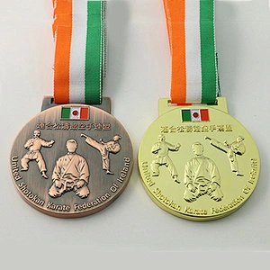 Custom karate medal with ribbon