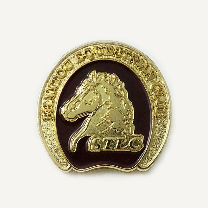 Metal horse shaped lapel pin badge