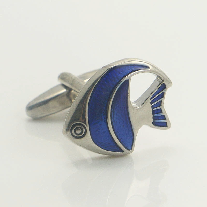 Blue fish cufflink for man