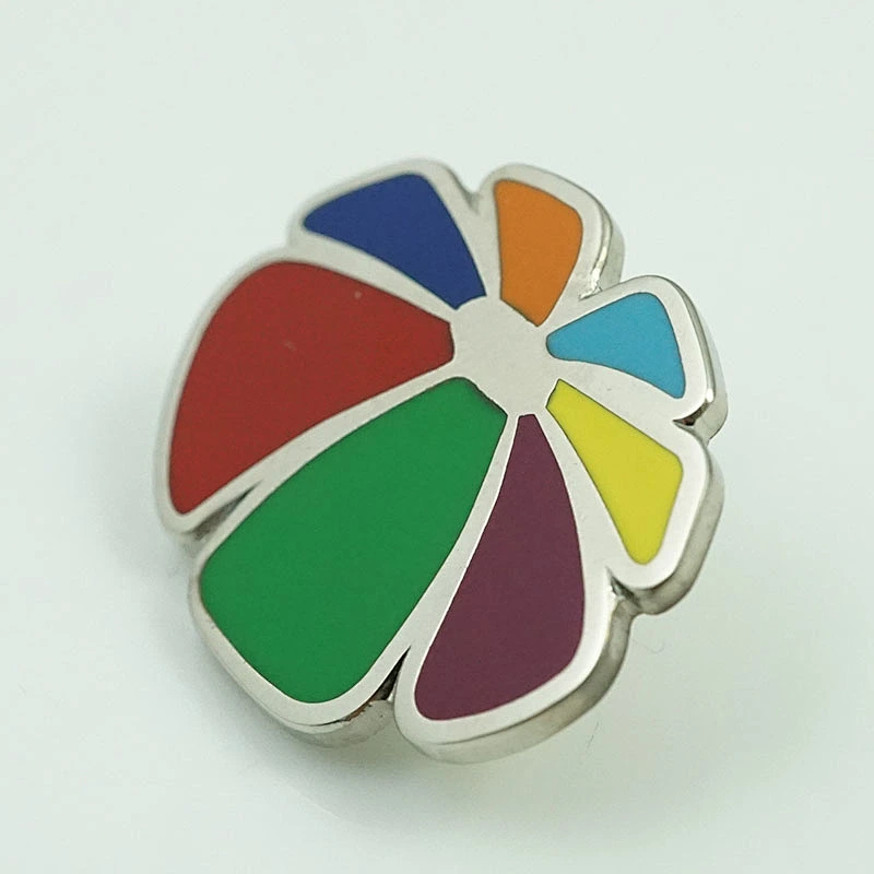 Rainbow daisy flower lapel pin