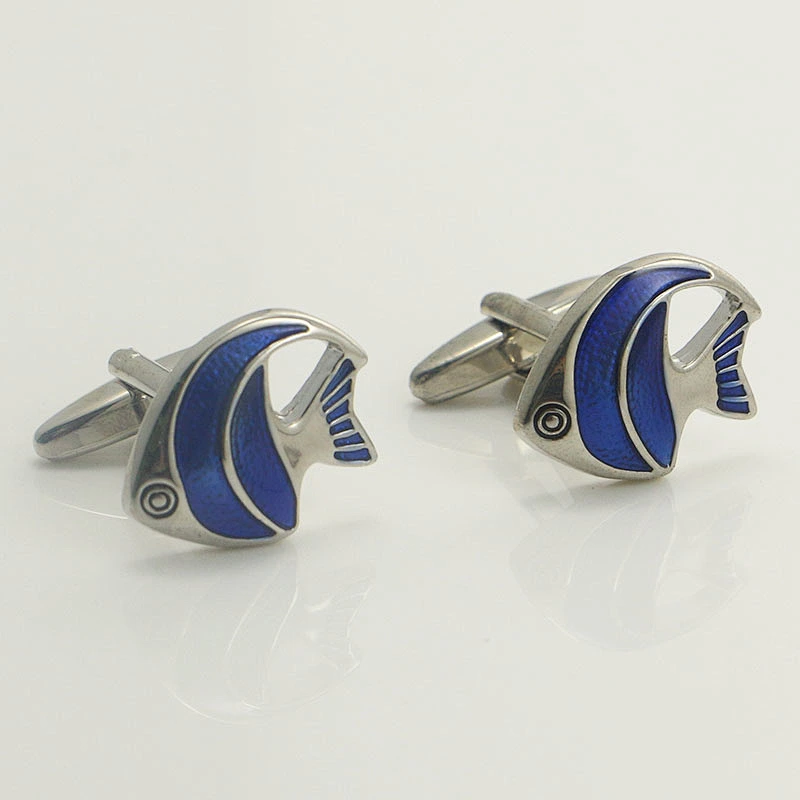 Blue fish cufflink for man