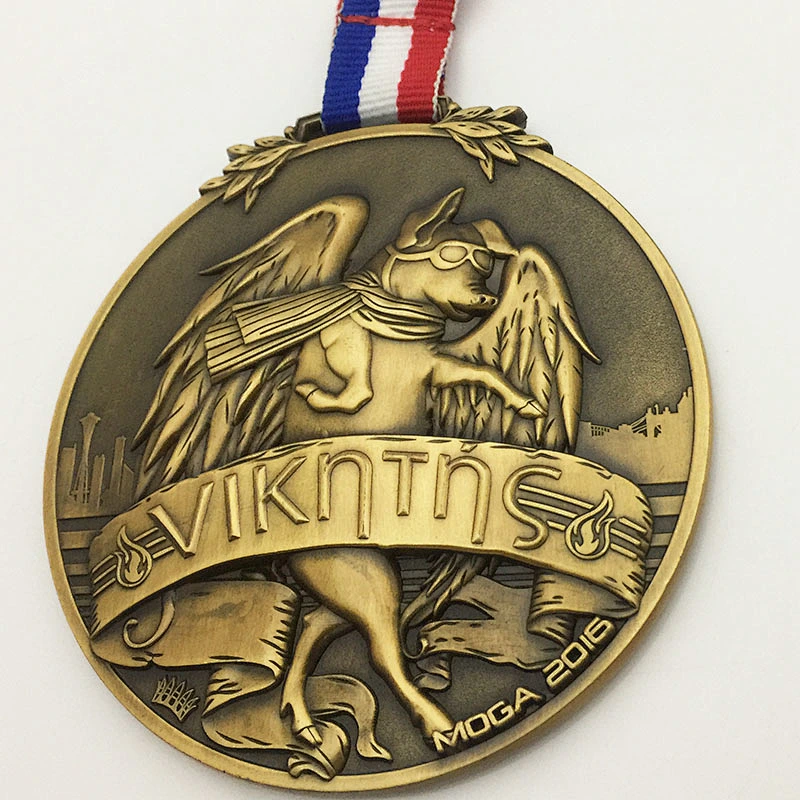 Geocaching  adventure antique gold medal