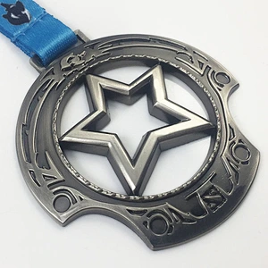 Silver star shape metal medal