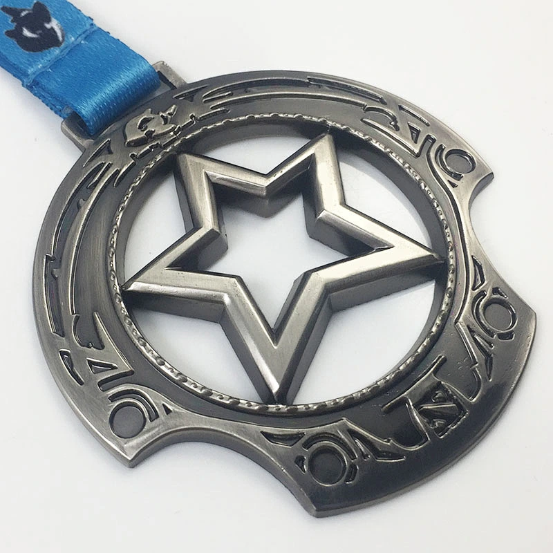 Silver star shape metal medal