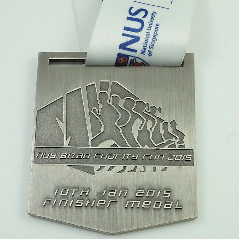 Silver square running medal