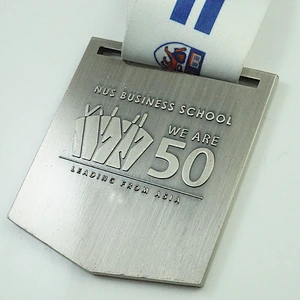 Silver square running medal