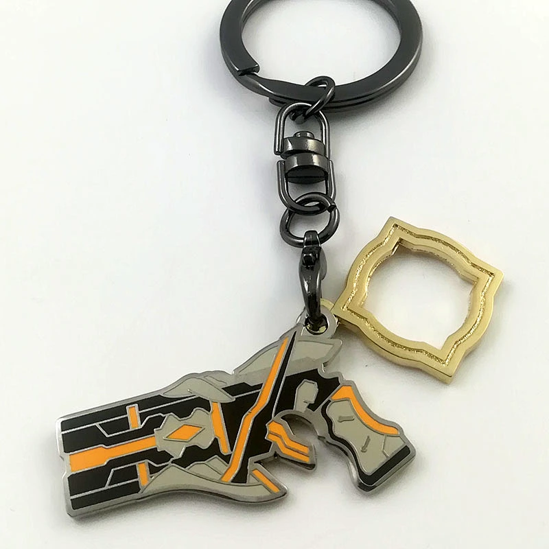 Gun shape metal alloy keychain