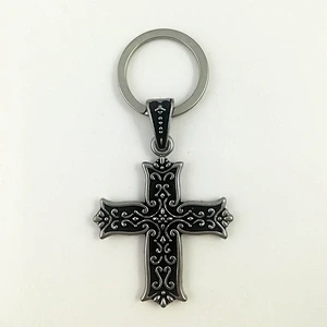 Cross shaped metal keychain