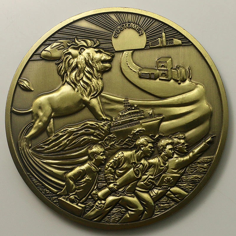 lion design cheap custom metal coin