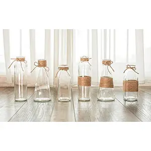 Nordic Style Clear Glass Vase with Hemp Rope for Decoration