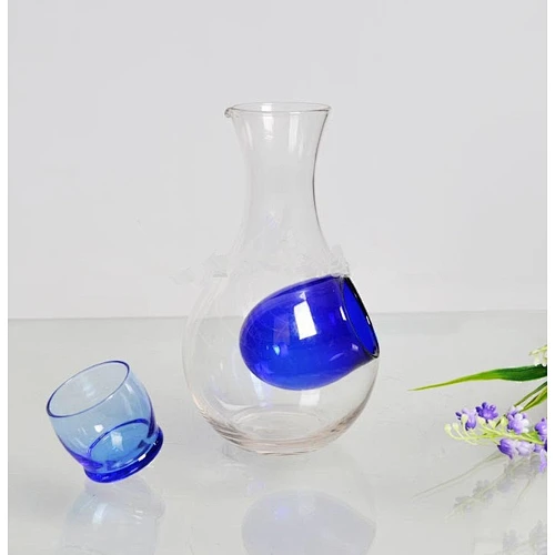 Hand Blown Ice Wine Decanter with Blue Hole 300ml 350ml 400ml 450ml 550ml