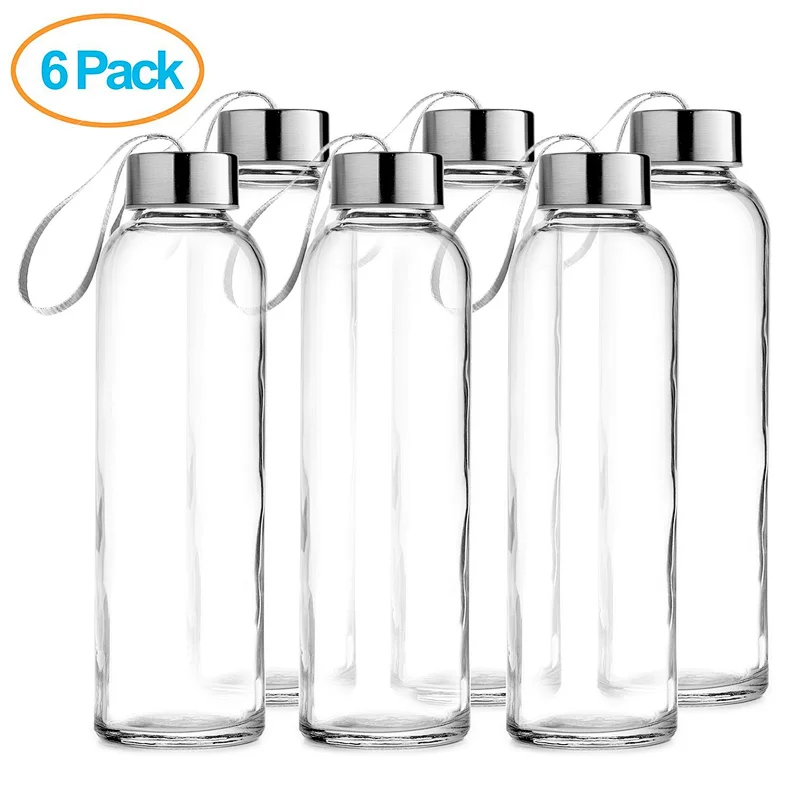 5 oz/10 oz/16 oz/18 oz glass drinking bottle with metal lid for water juice and beverage