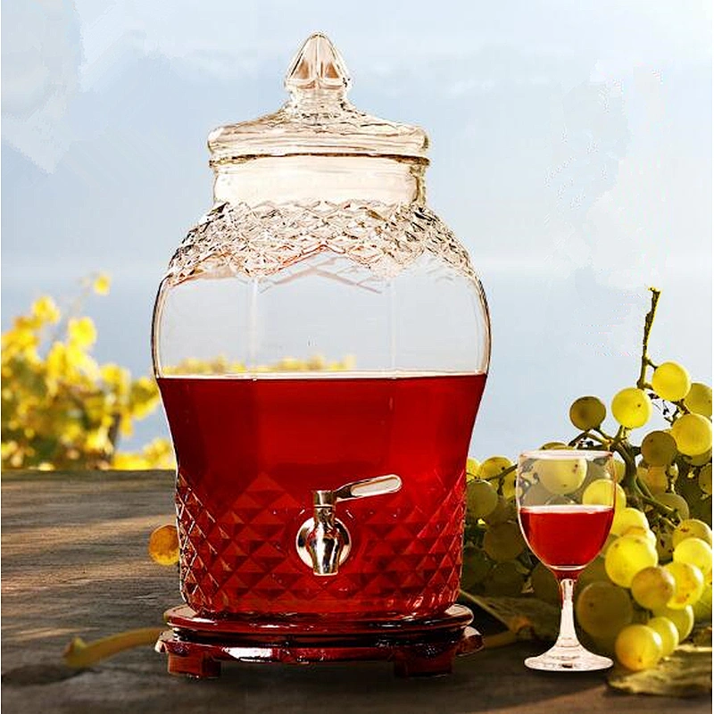 high quality glass dispenser with glass lid and wooden rack