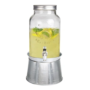 1.5 gallon Glass Mason Jar Beverage Dispenser With Ice Bucket Stand And Leak-Free Spigot