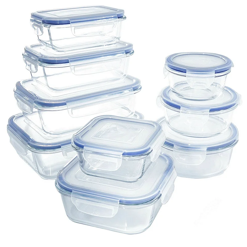Glass Meal Prep Food Storage Container with Snap Locking Lid