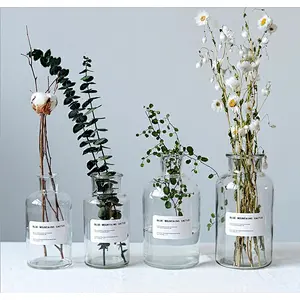 Round Glass Vase With For Home Decoration