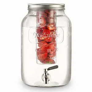 2 Gallon Glass Drink Dispenser with Fruit & Ice Infuser and Spigot