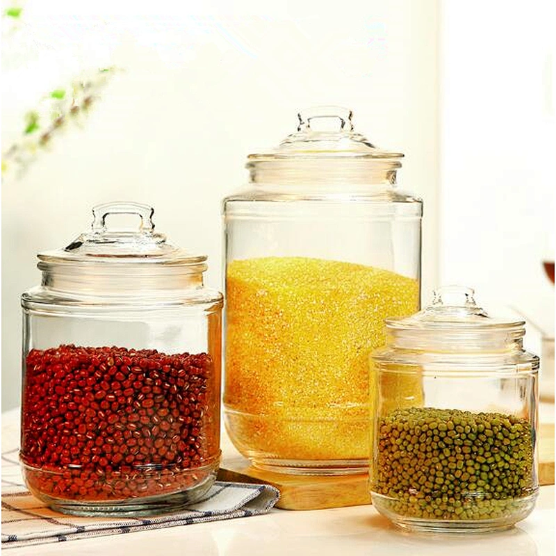 round clear Glass food Storage Jar With cap
