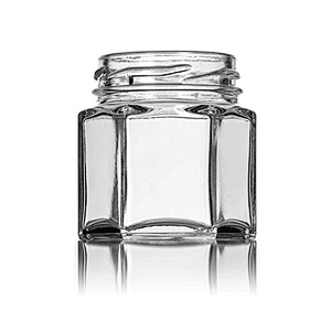 Hexagon Glass Honey Jar with Metal Lid