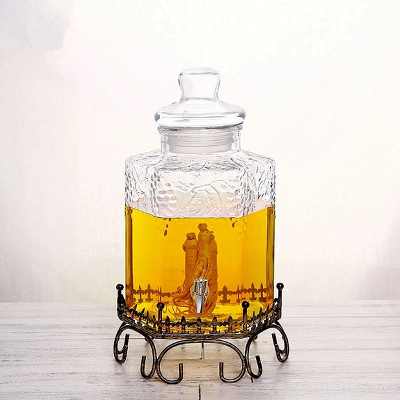 cold drinks 6 L/9.5 L glass beverage dispenser with lid and stand
