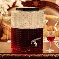 high quality 8L glass dispenser with metal lid and rack 2 pcs in a set