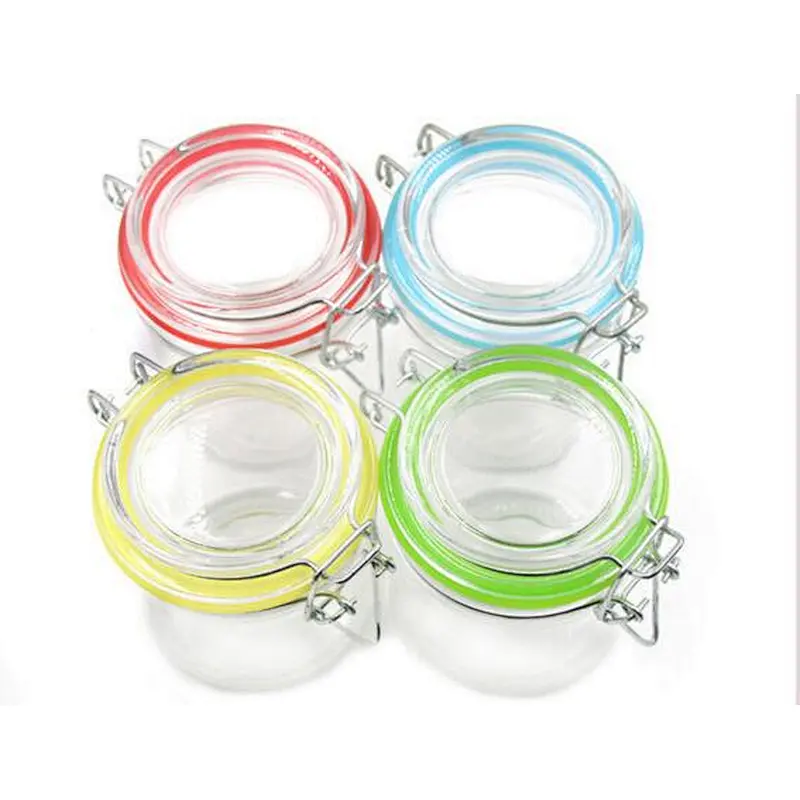 round clear Glass Storage Jar With clip 100 ml/200 ml/280 ml