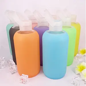 250 ml/500 ml break-resistant borosilicate glass water bottle with silicone sleeve