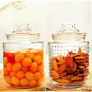 round clear Glass food Storage Jar With cap