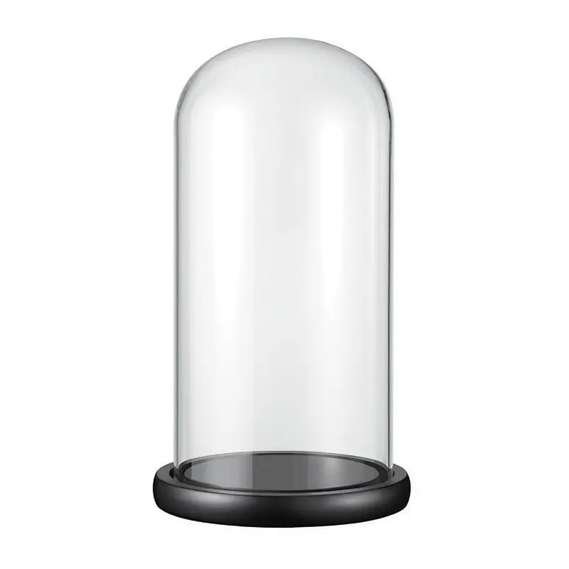 Cloche Display Glass Dome with Wooden Base for Wedding Mother's Day Party DIY Decoration