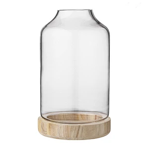 Transparent Glass Vase with Cement Bottom For Decoration