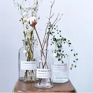 Round Glass Vase With For Home Decoration