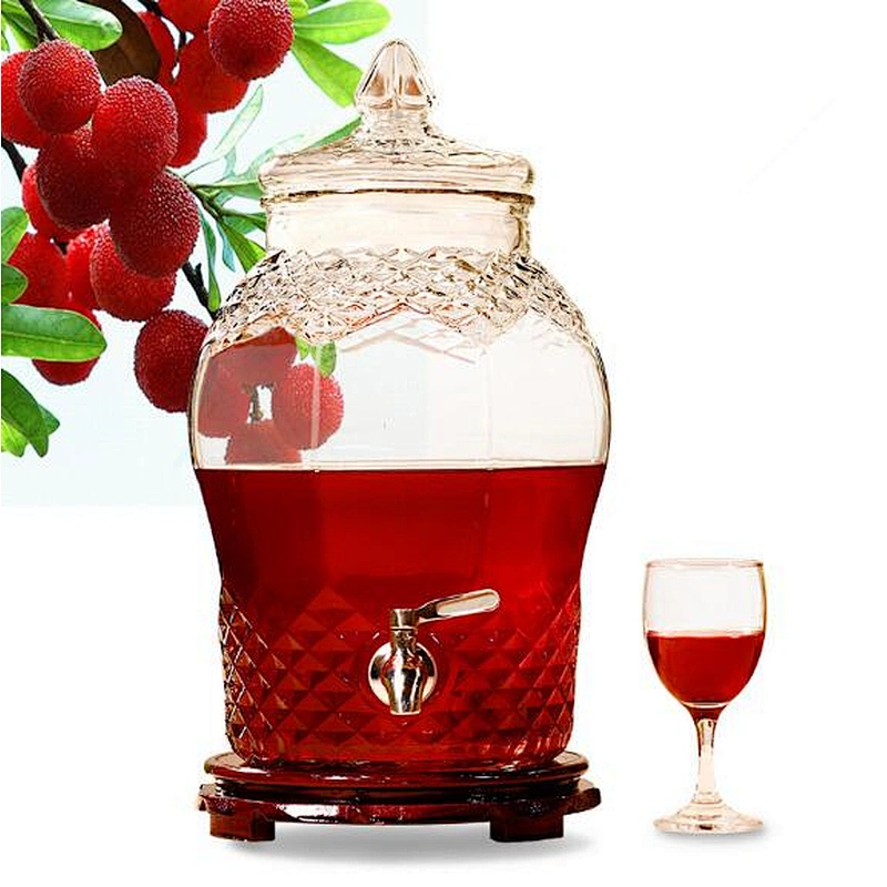 high quality glass dispenser with glass lid and wooden rack