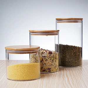Pyrex Borosilicate Food Storage Glass Canister with Bamboo Lid for Kitchen Organization