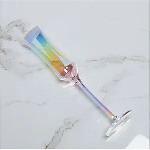 Hot saling Colorful fluorescence champagne flutes wine glass cup cocktail glass