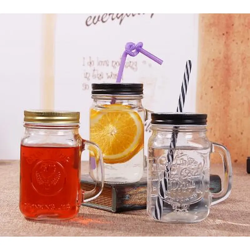 300ml Multiple Styles Glass Mason Jar With lid and handles