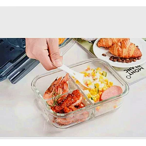 1020ml  Borosilicate Glass Food Storage Container Set with Leak-Proof Airtight Snap Latch Plastic Lids